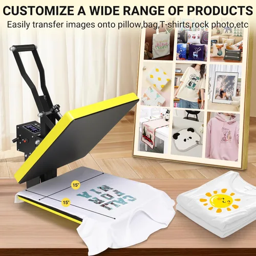 Miniatura 2 de AKEYDIY Prensa de calor, máquina de prensa de calor deslizante de 15 x 15 pulgadas para camisetas, máquina digital de transferencia de calor