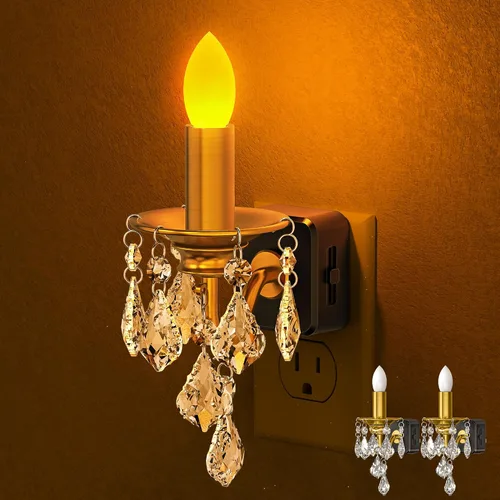 Miniatura 9 de Briignite Candelabro de luz nocturna enchufable a la pared, luz nocturna LED cálida con sensor de anochecer a amanecer, 0-100LM regulable, luz