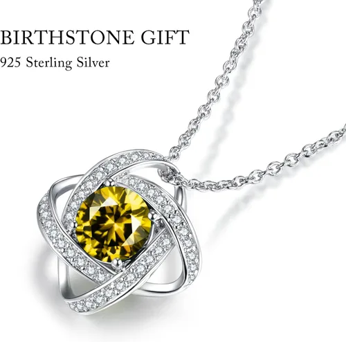 Miniatura 5 de boya Birthstone Necklace Gifts for Women, Love Knot Necklaces for Women 925 Sterling Silver Birthstone Jewelry Mothers Valentines Day Birthday