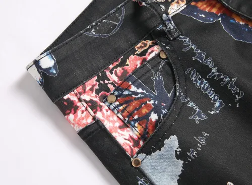 Miniatura 135 de Baylvn - Pantalones de mezclilla entallados y estampados para hombre con corte recto