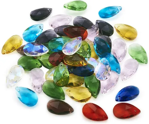 Miniatura 15 de Cheriswelry 48 colgantes de diamantes de imitación de resina en forma de lágrima con ajustes de latón dorado con diamantes de imitación facetados