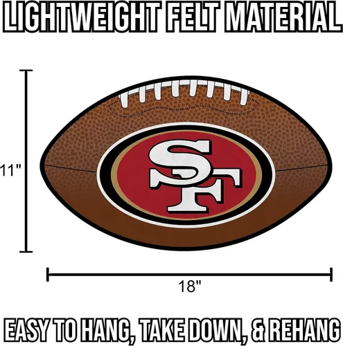 Miniatura 6 de NFL San Francisco 49ers - Banderín de fieltro con forma de balón de fútbol por Rico - Cartel de pared, fabricado en Estados Unidos