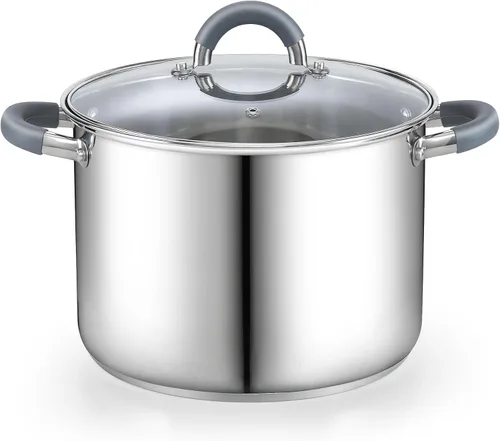 Miniatura 11 de Cook N Home Olla de acero inoxidable de 3 cuartos de galón, olla pequeña con tapa de vidrio, olla básica para saucier, asas de silicona que se