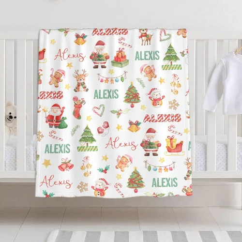 Miniatura 12 de Manta de bebé personalizada para niñas y niños, manta de bebé personalizada con nombre de bosque de animales para niños pequeños, baby shower