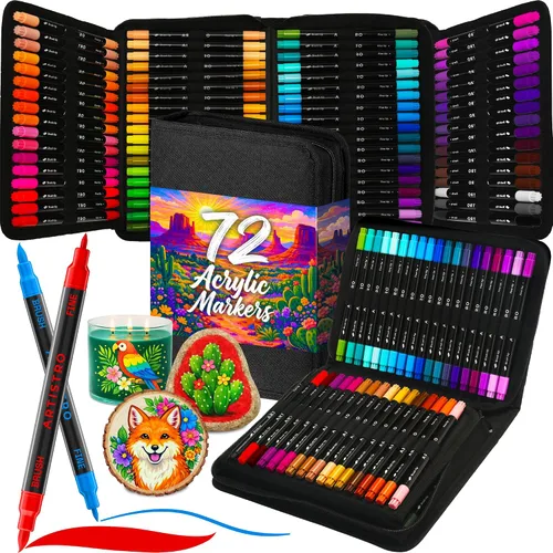 Miniatura 13 de ARTISTRO 12 Bolígrafos de Pintura Regulares para Marcado en Vidrio, Pintura en Roca, Cerámica, Madera, Tela, Álbum de Recortes, Manualidades DIY