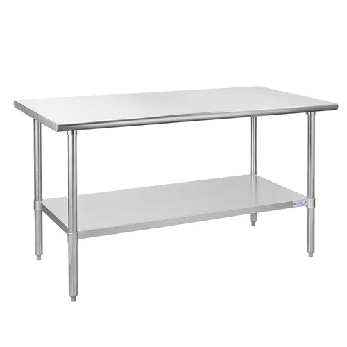 Miniatura 62 de Mesa de acero inoxidable para preparación y trabajo, con ruedas giratorias, mesa resistente, comercial NSF, con estante inferior y protector