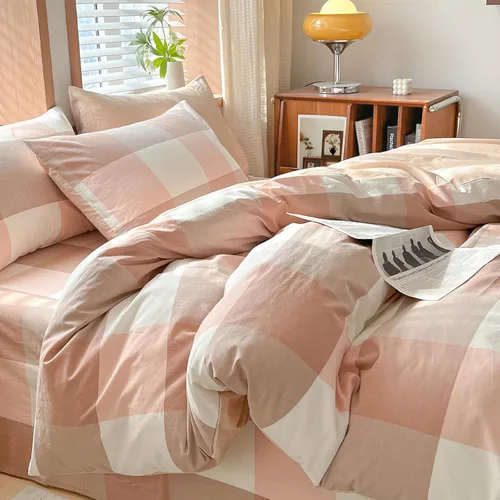 Miniatura 12 de AOJIM Blue & Brown Striped Duvet Cover Set Twin Size 100% Washed Cotton Stripe Bedding Set 3-Piece, Soft Zipper Comforter Cover and 2 Pillowcases