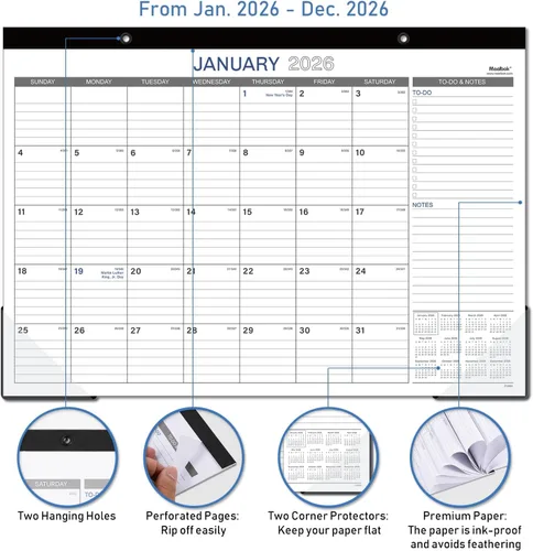 Miniatura 3 de Calendario de escritorio 2026, calendario de escritorio de 17 x 12 pulgadas, enero de 2026 a diciembre de 2026, calendario de 12 meses 2026
