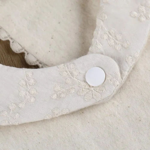 Miniatura 5 de Babero para niña, reversible, impermeable, hecho a mano, de algodón natural, babero, 0-12 meses, paquete de 2 (color blanco roto, 0-12 meses)