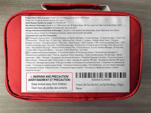 Miniatura 7 de Protect Life Kit de primeros auxilios para el hogar y la empresa, 250 piezas - Kit médico de emergencia para acampar y senderismo