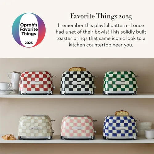 Miniatura 2 de MACKENZIE-CHILDS Tostadora de 2 Rebanadas, Tostadora Decorativa para Cocina, Azul y Blanco de Royal Check