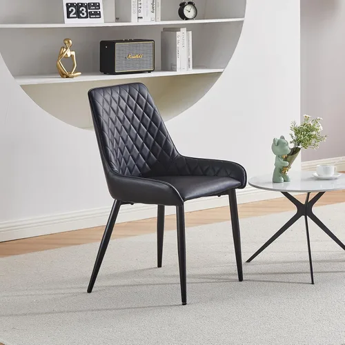 Miniatura 4 de TUKAILAi Juego de 2 sillas de comedor de piel sintética, moderno sillón con asiento tapizado y patas de metal, silla de ocio de poliuretano