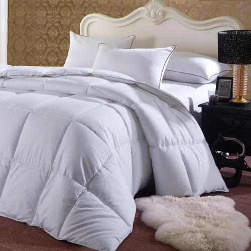 Miniatura 2 de Cobertor alternativo suave y esponjoso, de abundante relleno que cuelga hacia los lados, blanco a cuadros, con revestimiento 100% de algodón 300 TC