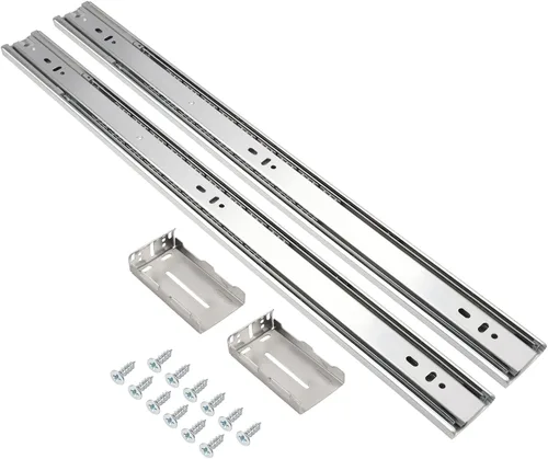 Miniatura 16 de Gobrico Diapositivas de cajón de rodamiento de bolas de cierre suave de 18 pulgadas con soportes, montaje lateral, extensión completa, correderas