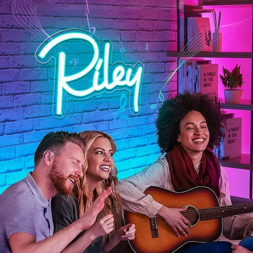 Miniatura 8 de Letrero de Nombre en Neón Riley, Luz de Nombre en Neón LED para Dormitorio de Niños, Decoración para Fiesta de Cumpleaños, Letrero de Neón Riley