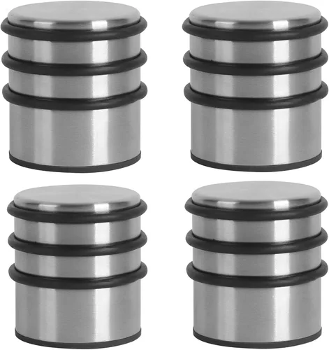 Miniatura 10 de KINJOEK Tope de puerta pesado, sin taladro, tope de puerta de acero inoxidable con bandas de goma protectoras, cuña de puerta para oficina, hogar