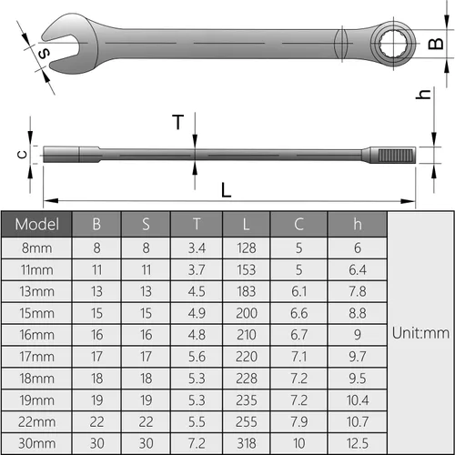 Miniatura 5 de Utoolmart Llave combinada de 12 puntos, 0.315 in métrica 5.039 in de longitud, 1 unidad