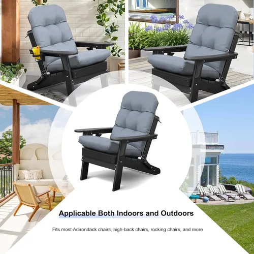 Miniatura 6 de Skypatio Adirondack - Cojín grueso para silla mecedora, impermeable, para patio al aire libre, con respaldo alto, color gris