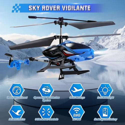 Miniatura 5 de A ALPHA Helicóptero RC, helicóptero de control remoto de 2.4G con luces LED, vigilante, juguete de helicóptero de control remoto para niños de 8, 9