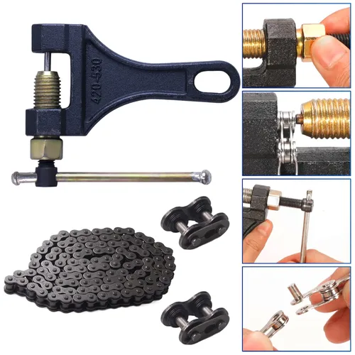 Miniatura 4 de Blcak 525 Cadena de anillo X + rompedor de cadena, 110 eslabones con eslabón maestro de conexión