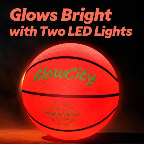 Miniatura 6 de GlowCity Baloncesto que brilla en la oscuridad – Tamaño 5, 6, 7 bola iluminada para niños, adolescentes y adultos – Juegos nocturnos al aire libre