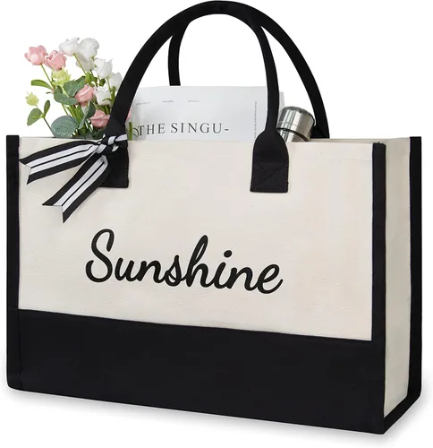 Miniatura 21 de TOPDesign - Bolso de playa de lona con inicial personalizada, bolsa de regalo con monograma, para mujer