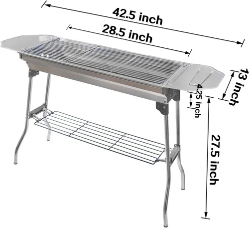 Miniatura 3 de Al aire libre Campling Refinado Estable Version-2.0 Barbacoa plegable portátil Barbacoa de carbón Estufa Shish Kebab Acero inoxidable BBQ Patio Fold
