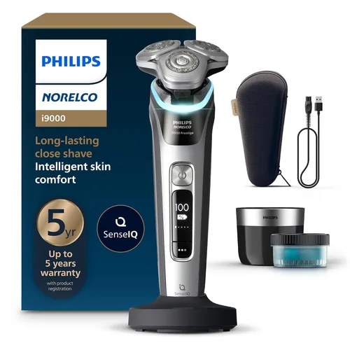 Miniatura 12 de Philips Norelco Shaver i9000 Prestige, afeitadora eléctrica húmeda y seca, Mystic Aqua, tecnología SenseIQ, sistema Triple Lift & Cut, cuchillas