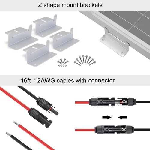 Miniatura 9 de ECO-WORTHY Kit de panel solar de 100 vatios y 12 voltios para batería de autocaravana, barco, remolque, cabaña de jardín, cobertizo del hogar: panel