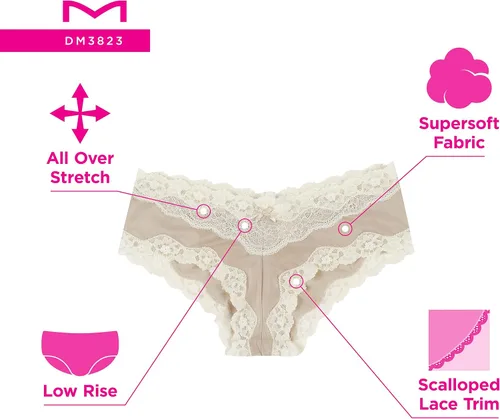 Miniatura 4 de Maidenform Ropa interior hipster atrevida para mujer, bragas hipster de encaje, ropa interior sexy para mujer, paquete de 3