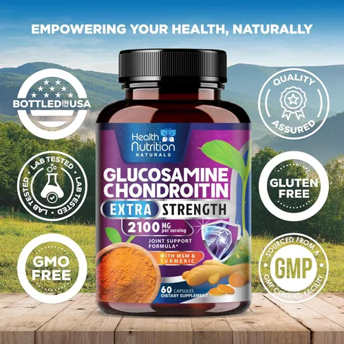 Miniatura 4 de Complejo de glucosamina condroitina MSM - Suplemento de apoyo articular de fuerza 3X con sulfato de glucosamina, cúrcuma, boswellia - Para