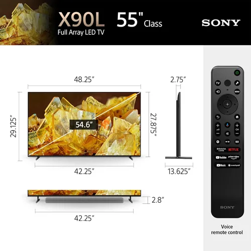 Miniatura 5 de Sony Serie X90L de TV 4K Ultra HD de 55 pulgadas: BRAVIA XR Full Array LED Smart Google TV con Dolby Vision HDR y características exclusivas