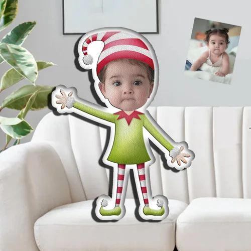 Miniatura 8 de Drawelry Almohada de Navidad con foto de cara personalizada: divertido y lindo Papá Noel animales impresión 3D retrato personalizado imagen almohada
