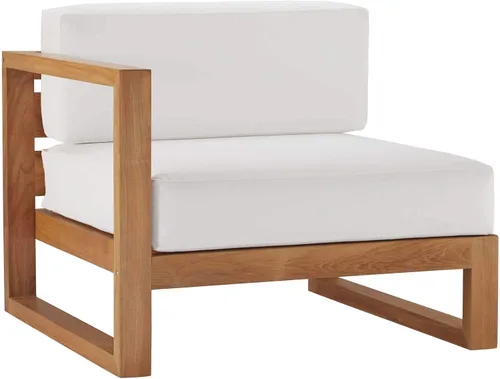 Miniatura 8 de Modway EEI-4256-NAT-WHI-SET Sofá biplaza seccional de 2 piezas de madera de teca para patio, color blanco natural
