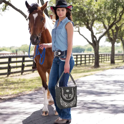Miniatura 2 de Montana West Bolsa de transporte oculta de la colección Boot Scroll para mujer bolso de hombro occidental de cuero vegano con cartera