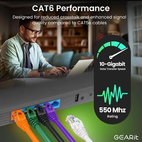 Miniatura 4 de GEARit Paquete de 20 cables de conexión Cat6 de 3 pies, cable Ethernet Cat 6 sin enganches, flexible y suave, serie premium, color naranja