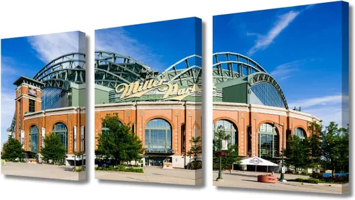 Miniatura 62 de TUMOVO American Sports - Decoración de pared Wrigley Stadium, 3 piezas, arte de pared de estadio de béisbol, cuadros para decoración del hogar