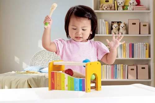 Miniatura 4 de Banco para tocar música con xilófono de Hape, talla única , Amarillo