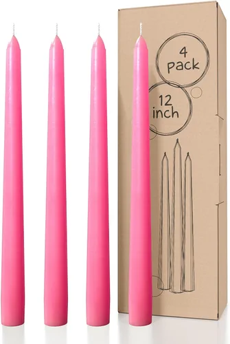 Miniatura 50 de CANDWAX Paquete de 4 velas cónicas blancas, sin goteo, de combustión lenta, sin perfume, de 12 pulgadas, ideales para mesa de comedor, candelabros