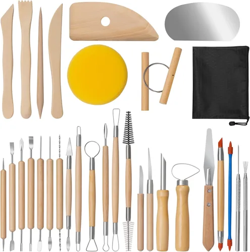 Miniatura 11 de Amrules Kit de herramientas de arcilla, 43 herramientas de cerámica, práctico kit de herramientas de escultura de arcilla polimérica, juego