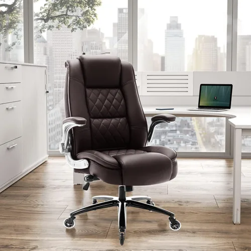 Miniatura 2 de EZAKI Silla de oficina con respaldo alto, brazos abatibles, silla ejecutiva de escritorio para computadora, soporte lumbar integrado, acolchado