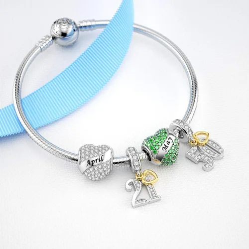 Miniatura 3 de Abalorio Dalaran de plata de ley 925 con forma de corazón, para brazalete, feliz cumpleaños, para mujer