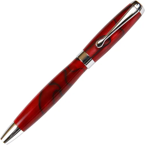 Miniatura 3 de Pluma estilográfica Toscana roja y negra, cuerpo brillante marmoleado Rojo & negro