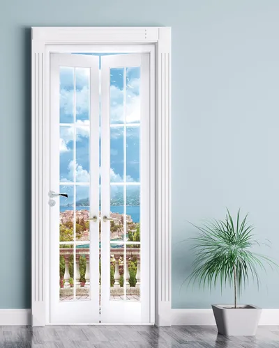 Miniatura 38 de FLFK Adhesivo de puerta - Playa y palmera, mural de pelar y pegar, tamaño combinado 36"x80", dividido en 2 piezas Mt2219
