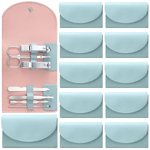 Miniatura 13 de Juego de 12 piezas de manicura, kit de cortauñas mini profesional de acero inoxidable 7 en 1 con cuidado de uñas y pedicura, con bolsa de viaje