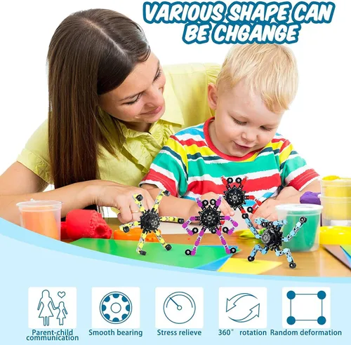 Miniatura 3 de 20 piezas de juguetes fidget spinners al azar, juguetes dedo robot deformables DIY, juguete spinner de descompresión, juguetes gyro mecánicos