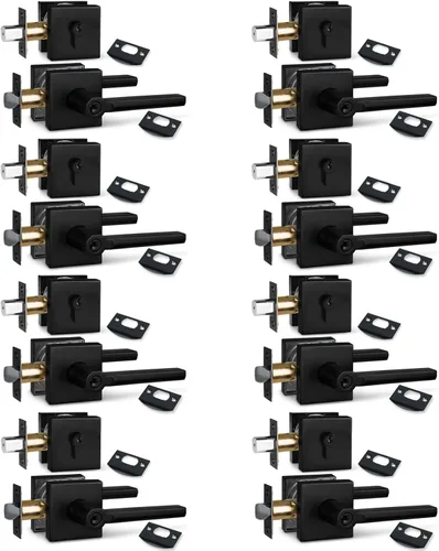 Miniatura 45 de NEWBANG Palanca de puerta de cama/baño para privacidad Baño e interior Manija de cerradura de puerta en negro mate envejecido, HD1601-DB-BK-1P