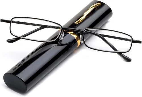 Miniatura 4 de Newbee Fashion - Gafas de lectura ultra compactas con clip de bolsillo portátil y estuche de aluminio para lectores "Pocket" Negro - 3 paquetes