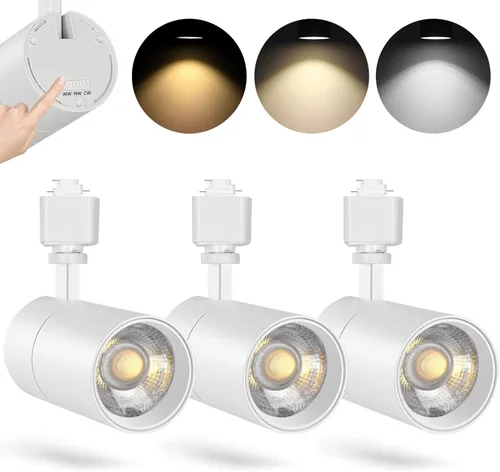 Miniatura 13 de VANoopee Cabezales de iluminación de pista de 3 colores en 1 de 20 W H, regulables, sin parpadeo, accesorios de iluminación LED brillantes para Negro