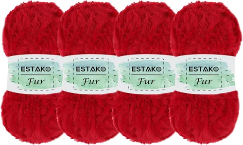 Miniatura 34 de Estako Piel 100% poliéster, suave, súper grueso, esponjoso, pelo sintético, hilo de tejer y ganchillo, 3.52 oz (100gr) 71 yardas (213.3 ft)